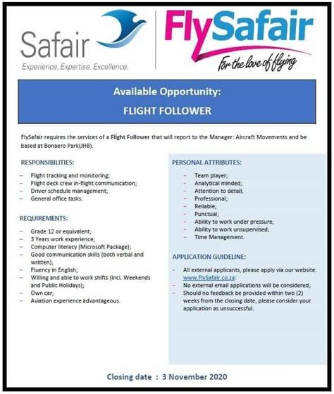 fly safair vacancies